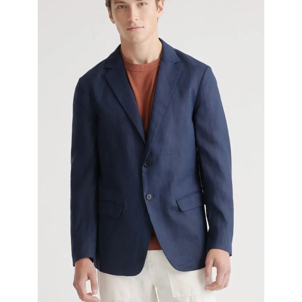 Quince 100% European Desp Navy Linen Two-Button Sport Coat Blazer M